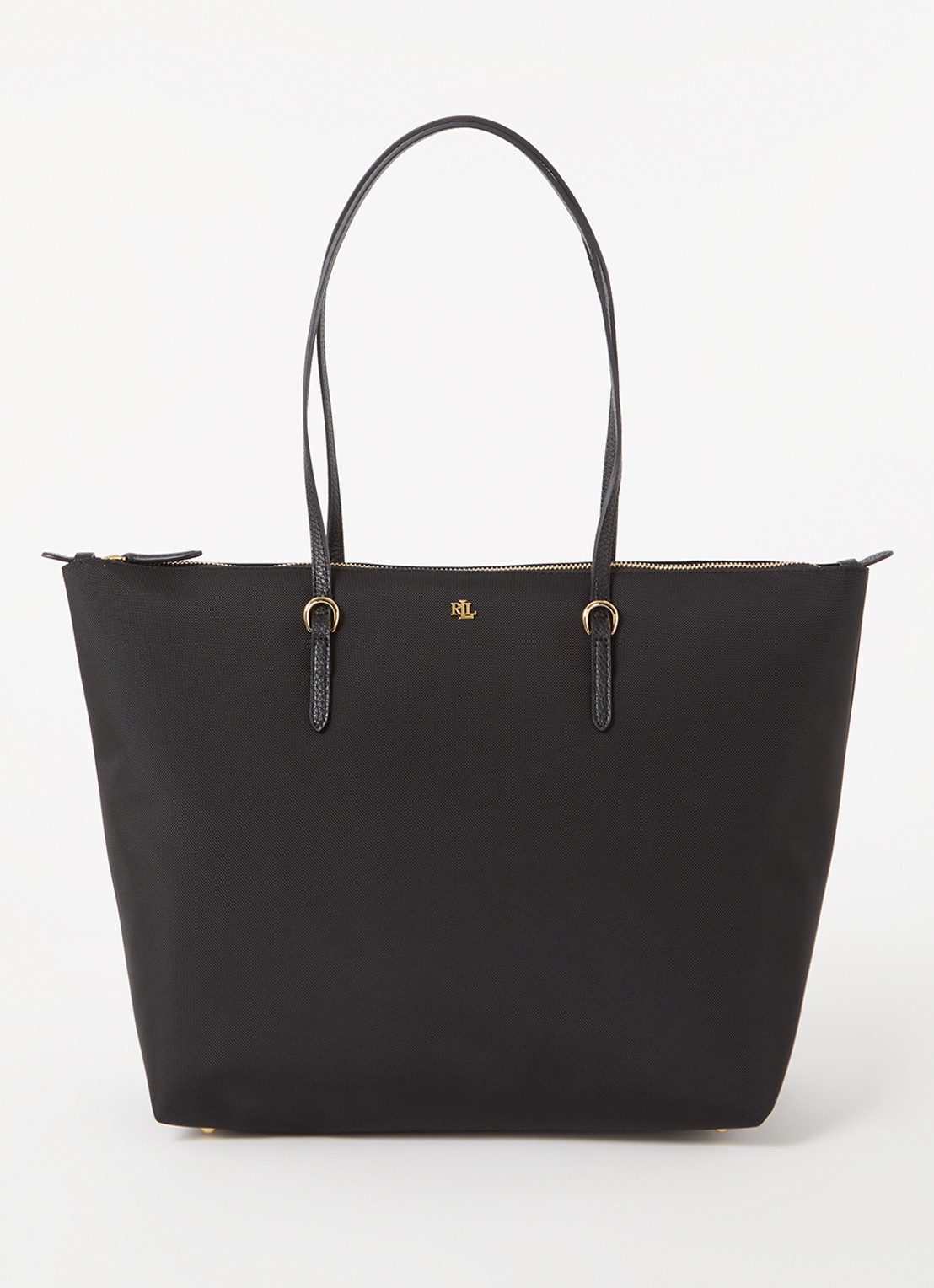 Ralph Lauren Keaton shopper van canvas met logo - voorkant 3 zwart