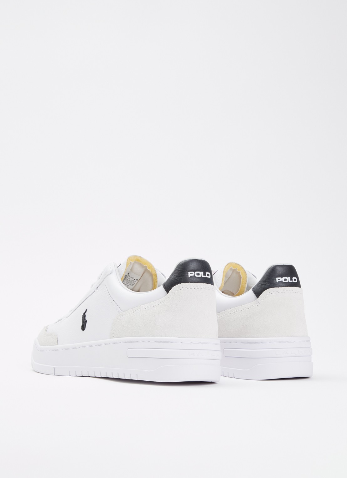 Ralph Lauren Kenmare sneaker van leer met details van suède - achterkant wit