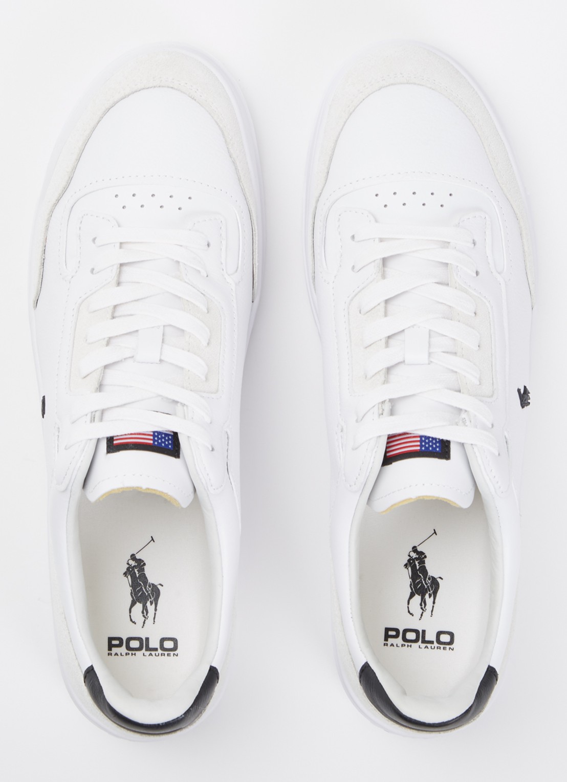 Ralph Lauren Kenmare sneaker van leer met details van suède - detail 3 wit