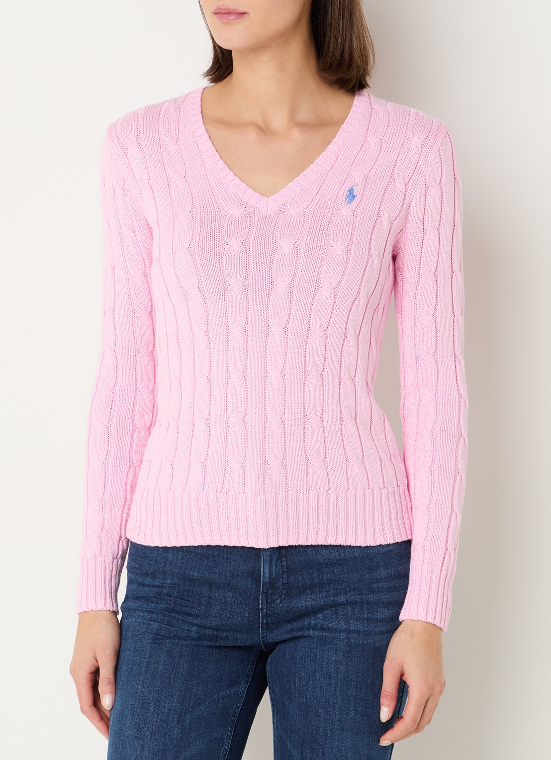 Ralph Lauren Kimberly kabelgebreide pullover met logo - detail 3 roze