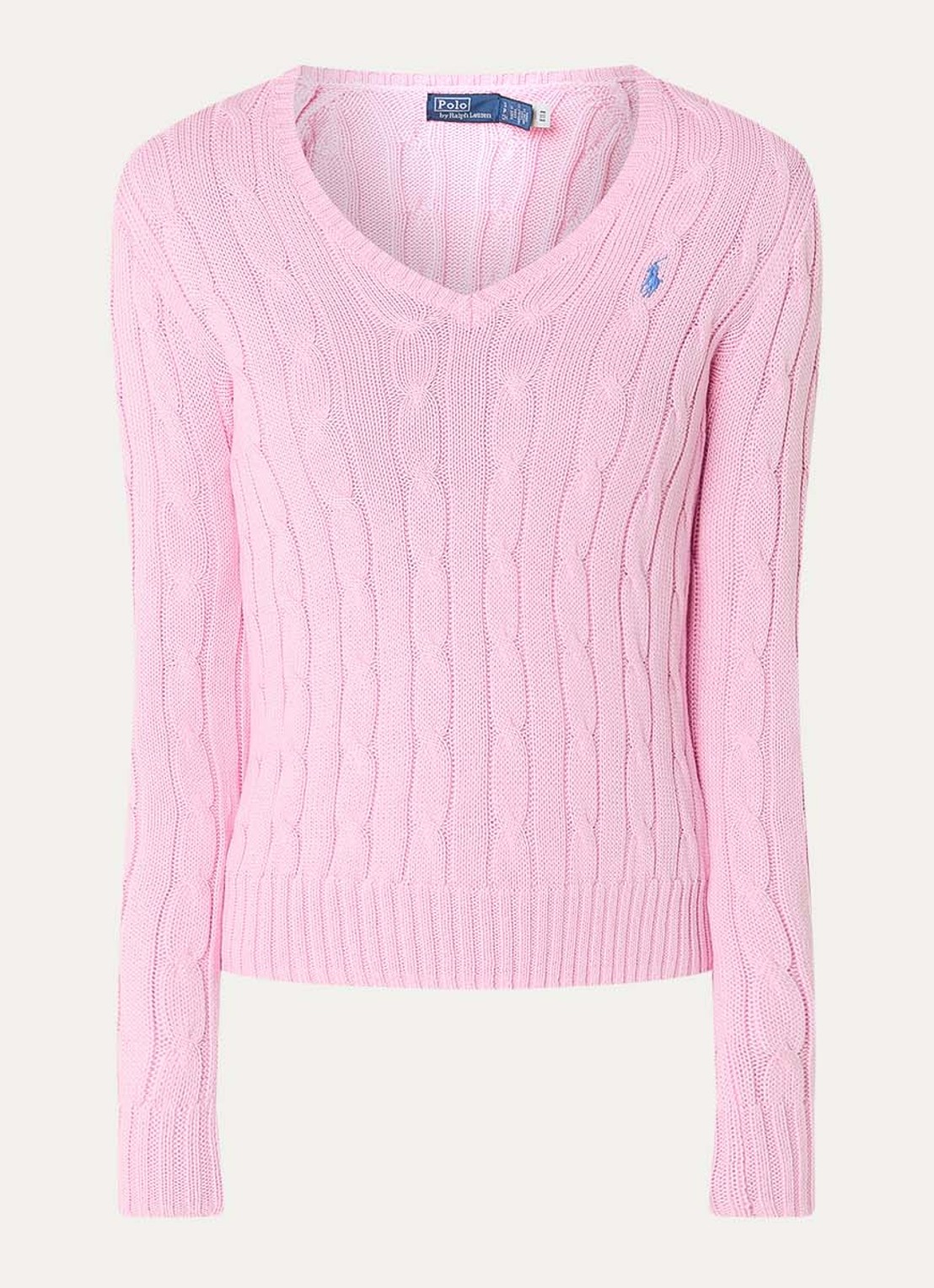 Ralph Lauren Kimberly kabelgebreide pullover met logo - voorkant roze