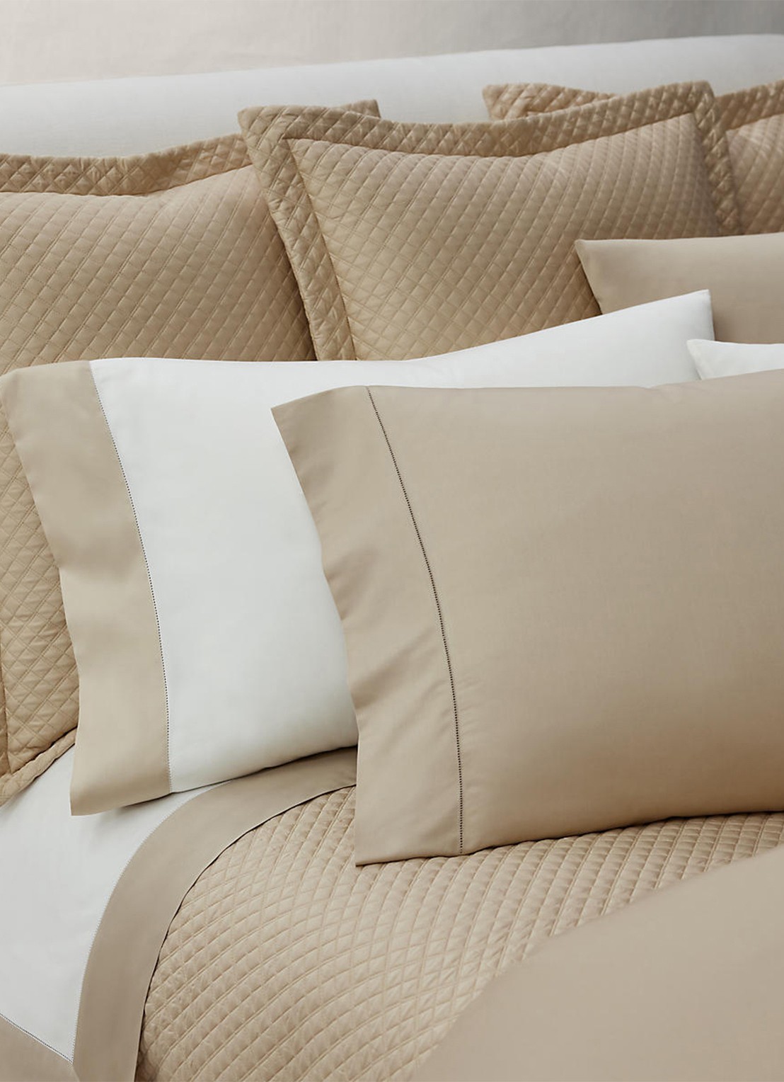 Ralph Lauren Kussensloop van katoensatijn 624TC in 2-pack - achterkant creme
