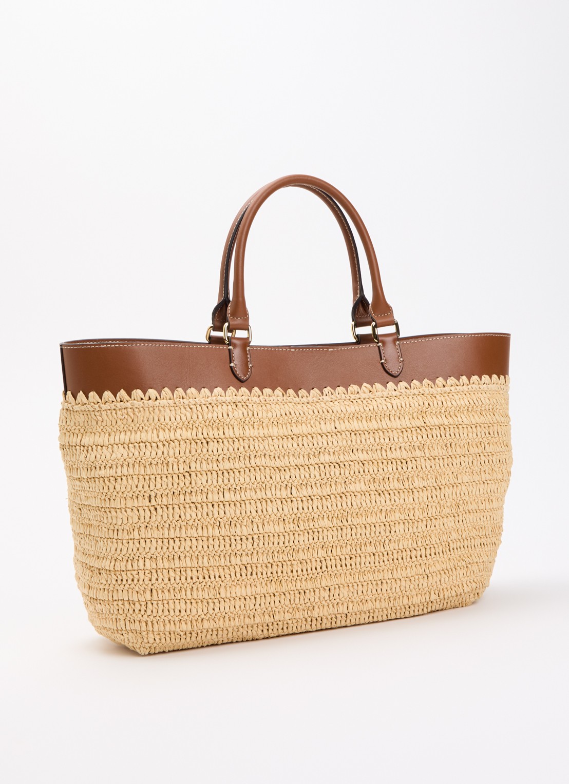 Ralph Lauren Kyla Large handtas met leren details - achterkant beige
