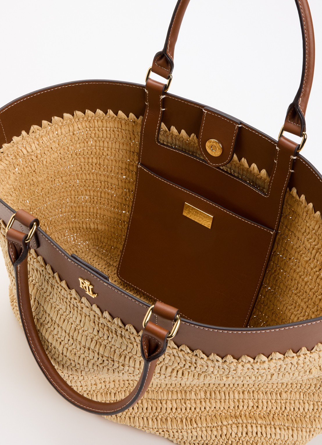 Ralph Lauren Kyla Large handtas met leren details - detail 2 beige