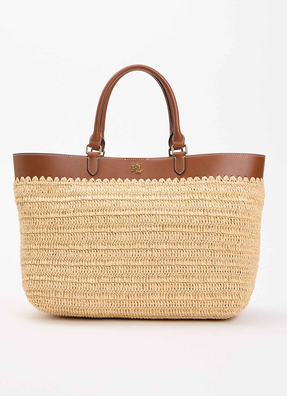 Ralph Lauren Kyla Large handtas met leren details - voorkant 5 beige