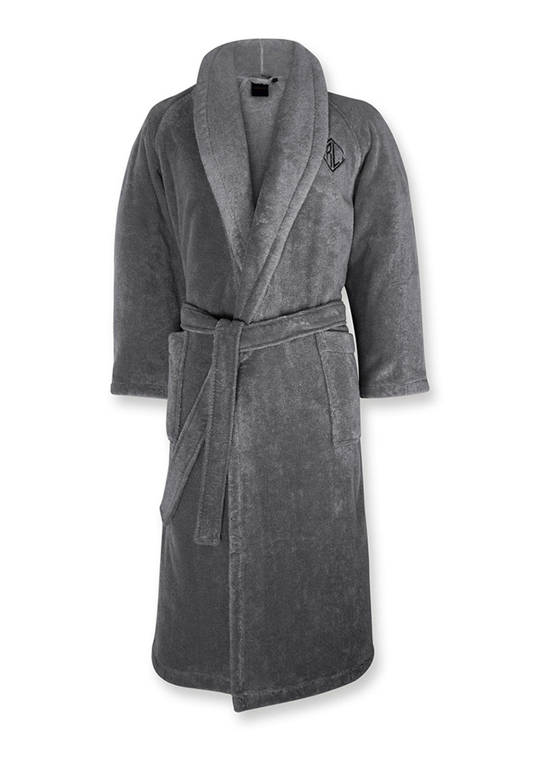 Ralph Lauren Langdon badjas van katoen - unisex - voorkant donkergrijs