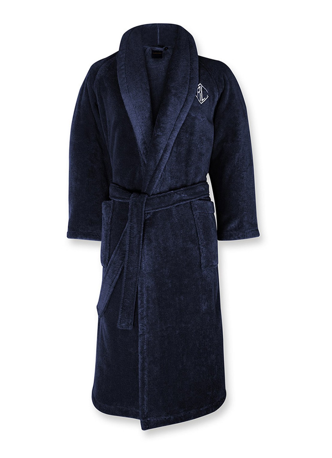 Ralph Lauren Langdon badjas van katoen - unisex - voorkant donkerblauw