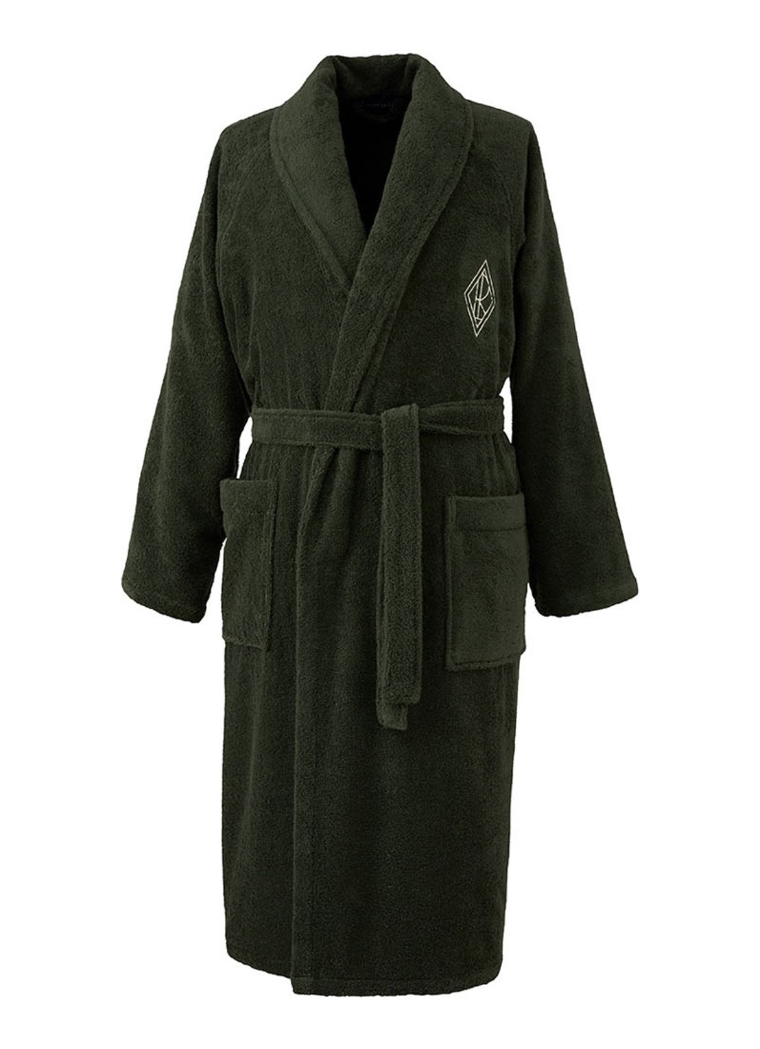 Ralph Lauren Langdon badjas van katoen - unisex - voorkant donkergroen