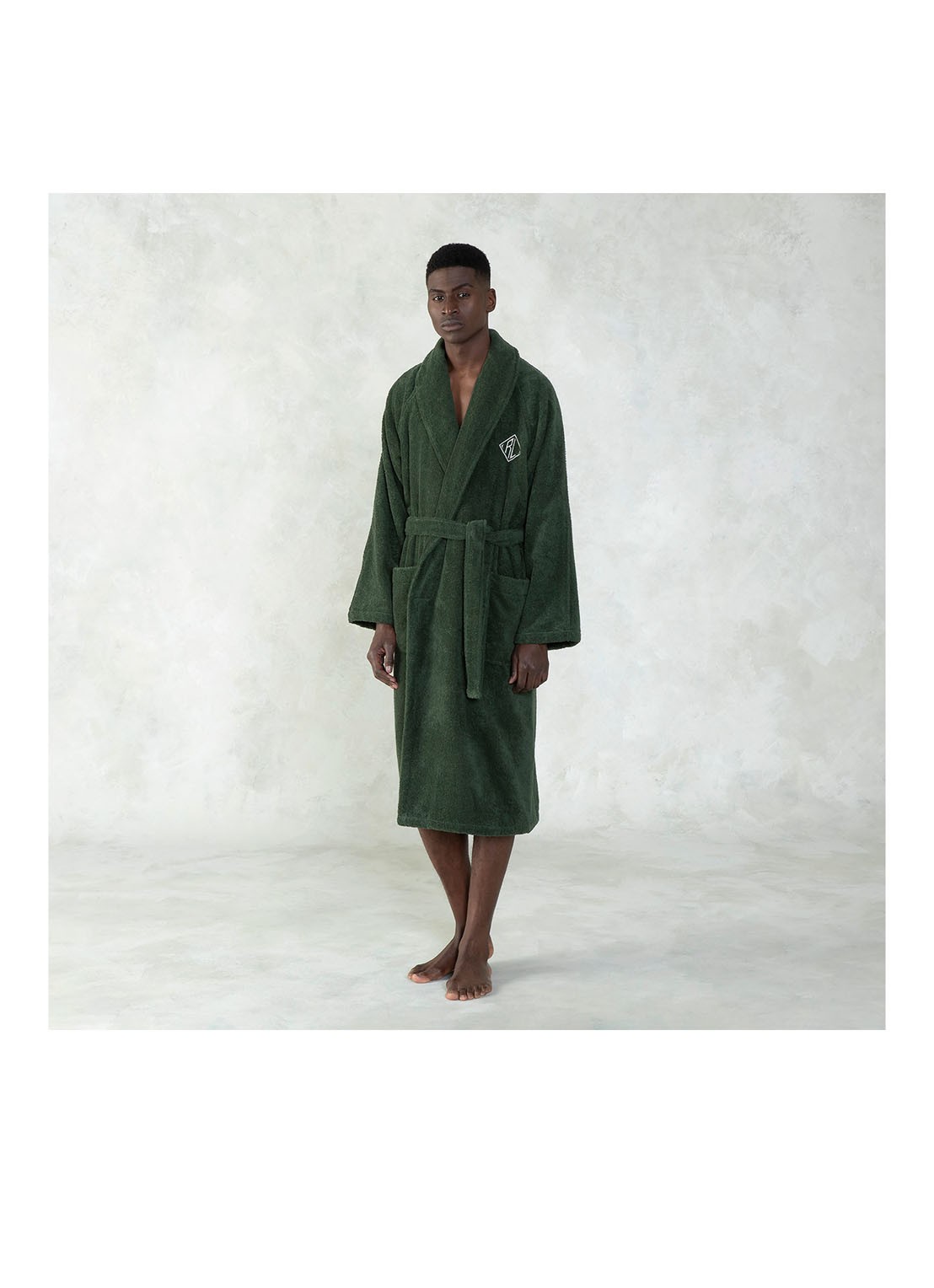 Ralph Lauren Langdon badjas van katoen - unisex - voorkant 2 donkergroen