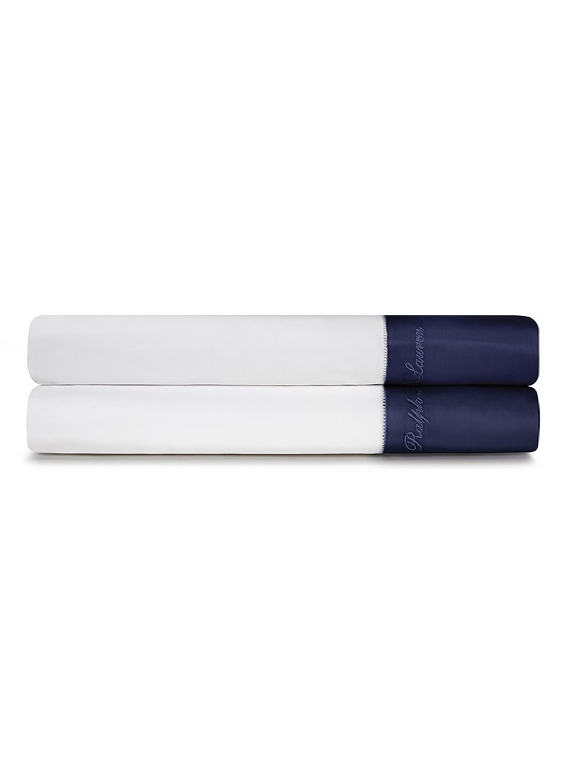 Ralph Lauren Langdon laken van katoensatijn  - voorkant blauw