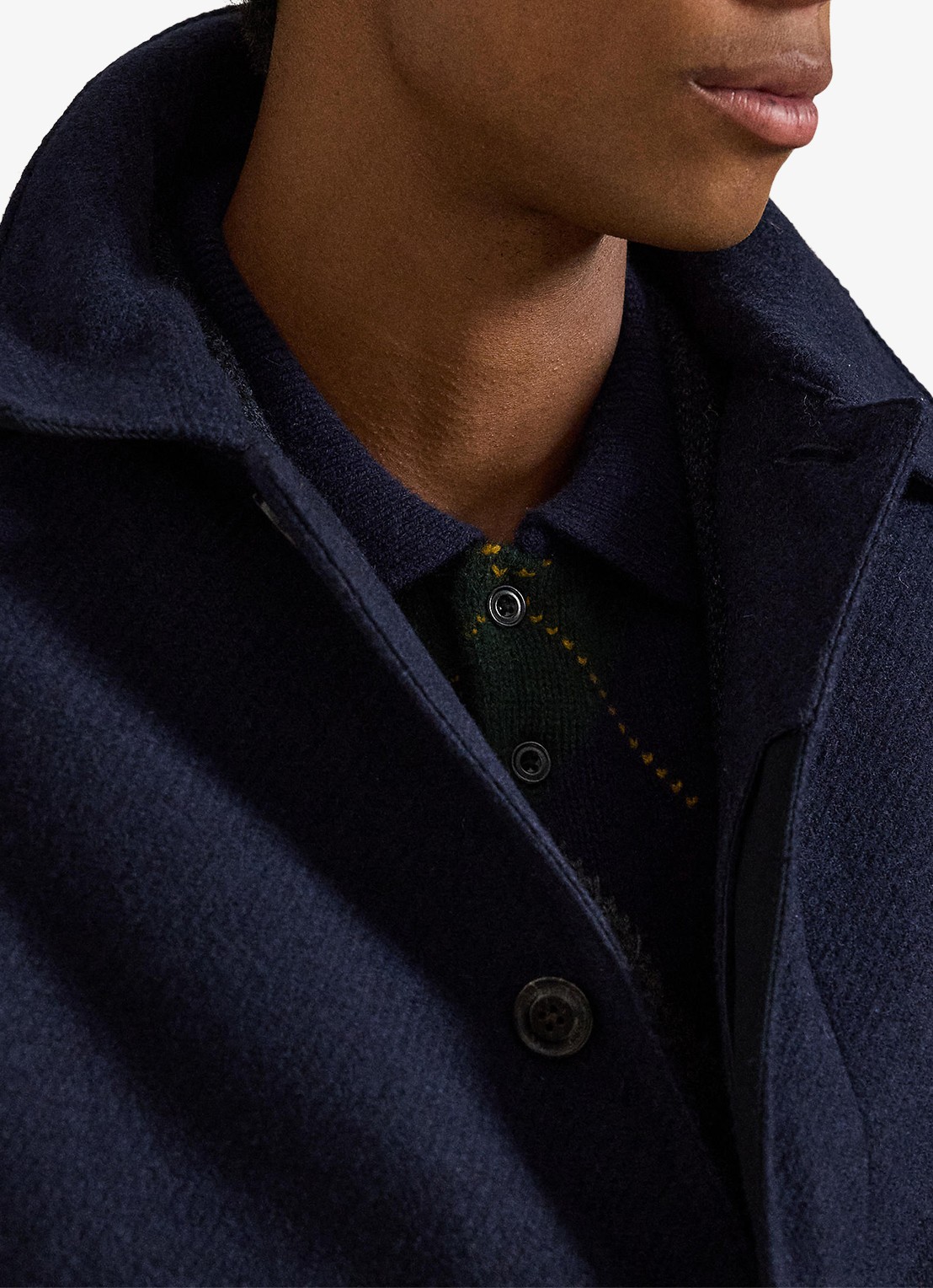 Ralph Lauren Langdon mantel van tweed met steekzakken - detail 2 collection navy / donkerblauw