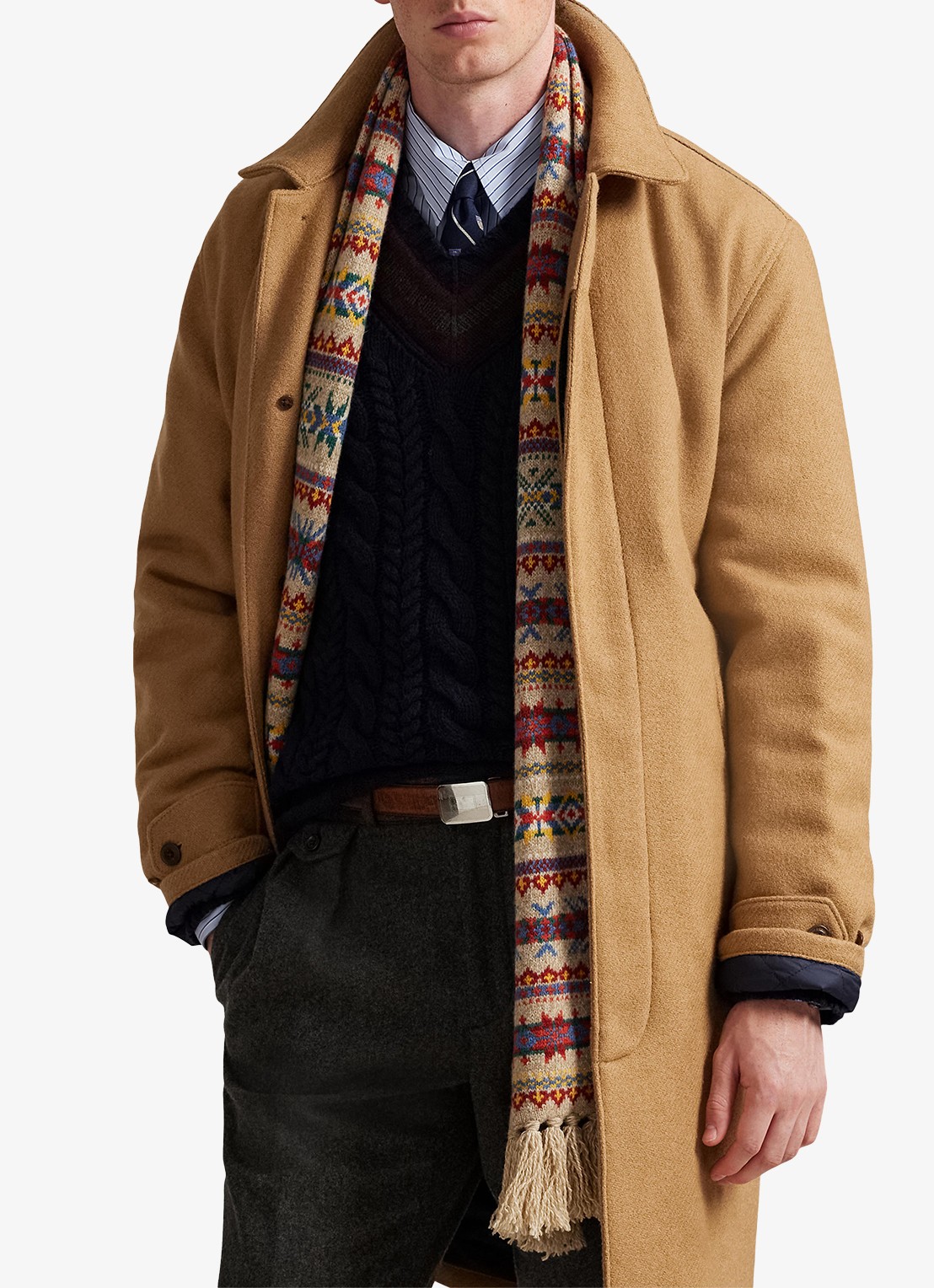 Ralph Lauren Langdon manteljas met logo - detail 3 cafe cream / camel