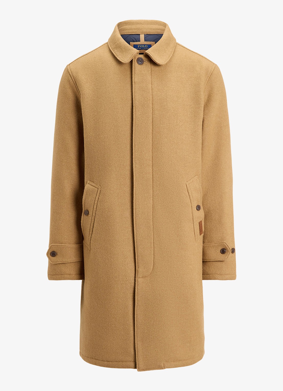 Ralph Lauren Langdon manteljas met logo - voorkant cafe cream / camel