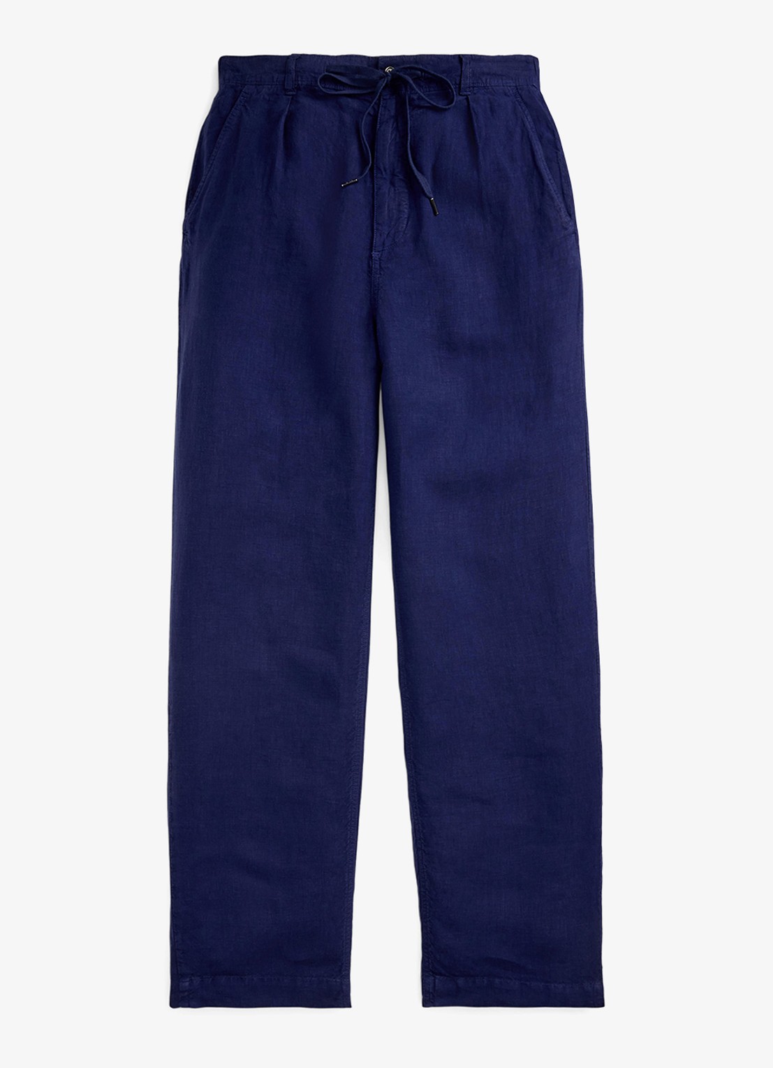Ralph Lauren Lateef relaxed fit broek van linnen - voorkant 3 newport navy / donkerblauw