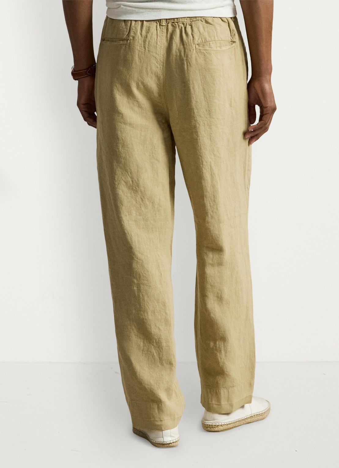 Ralph Lauren Lateef relaxed fit broek van linnen - achterkant coastal beige / beige