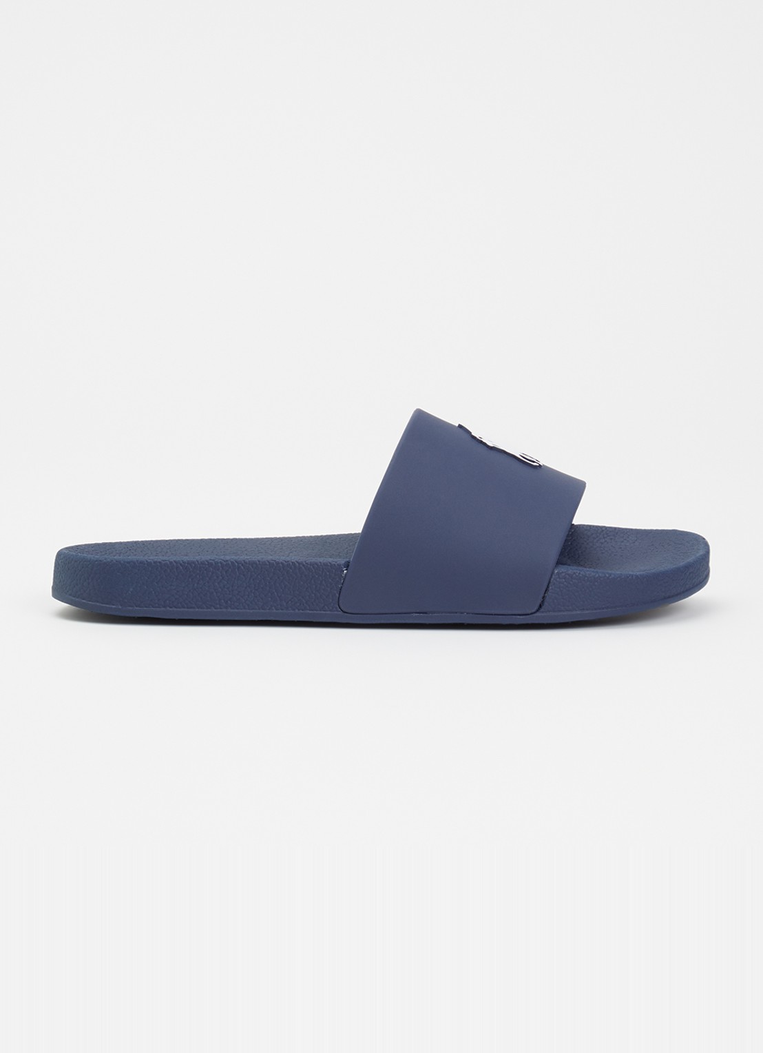 Ralph Lauren Lennon slipper met logo - voorkant 2 donkerblauw