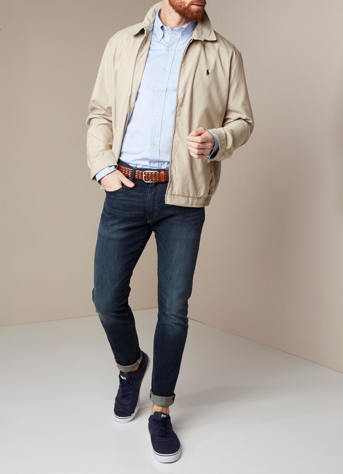 Ralph Lauren Lichtgewicht jack met elastische boord - voorkant 4 beige