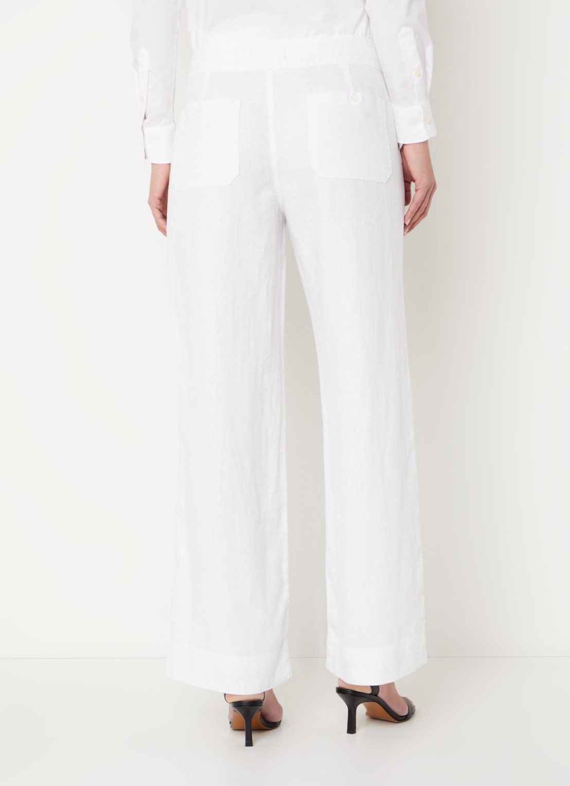 Ralph Lauren Linnen broek met wijde pijpen - achterkant 2 wit