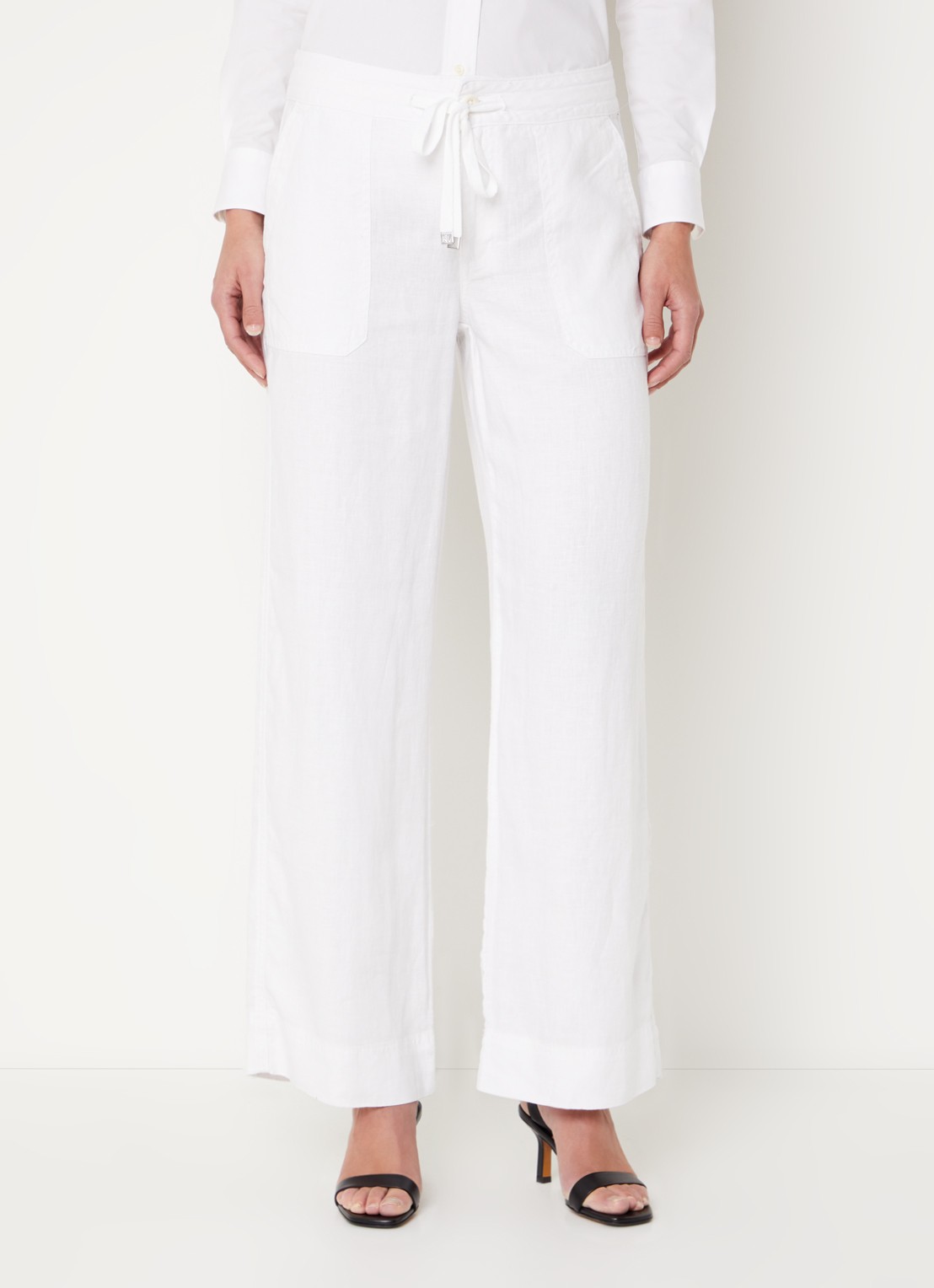 Ralph Lauren Linnen broek met wijde pijpen - detail 9 wit