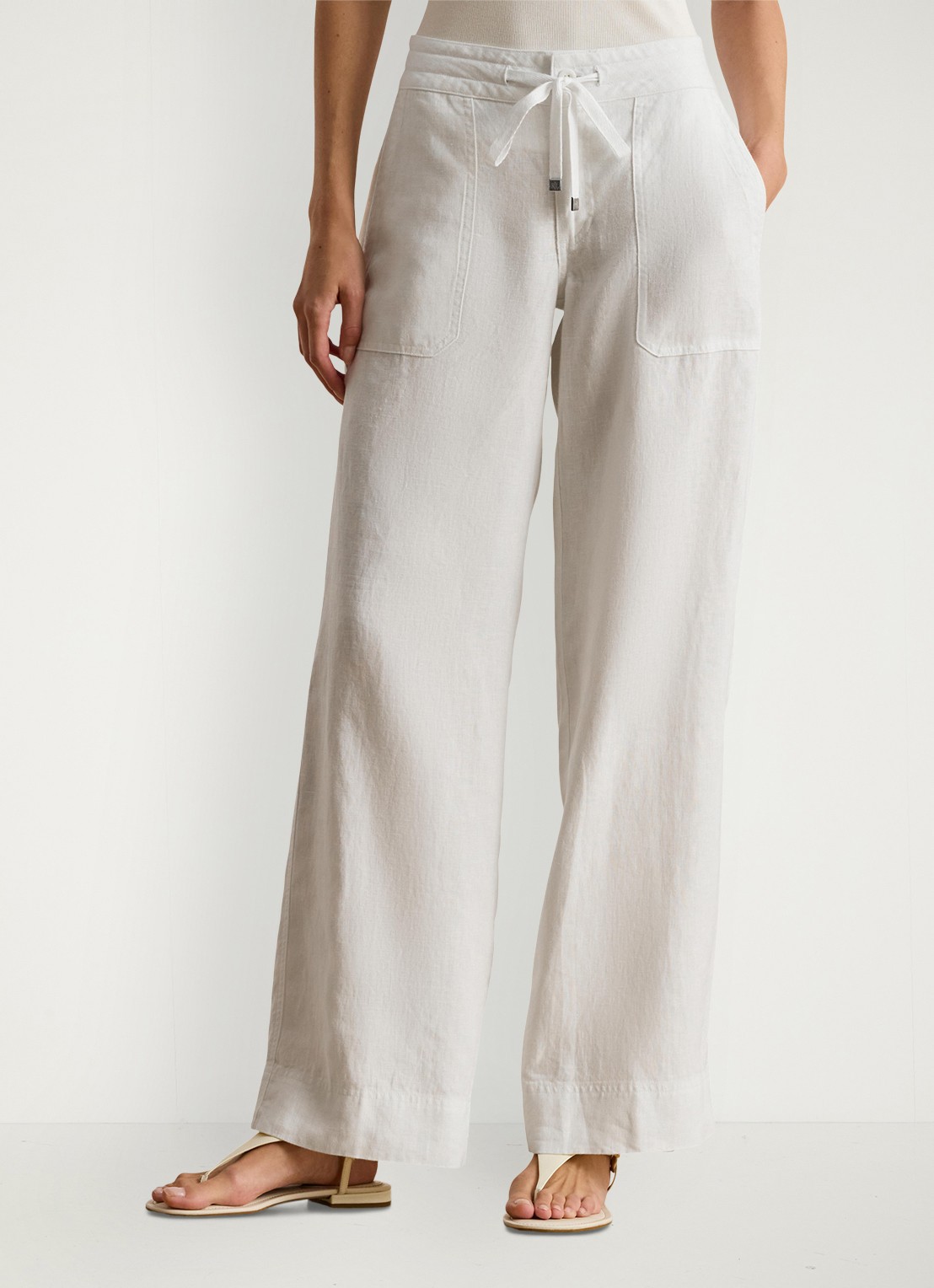 Ralph Lauren Linnen broek met wijde pijpen - detail 10 wit