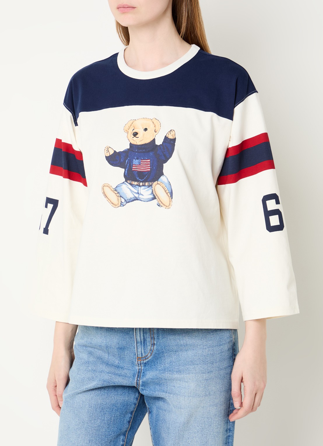 Ralph Lauren Longsleeve met print - detail gebroken wit