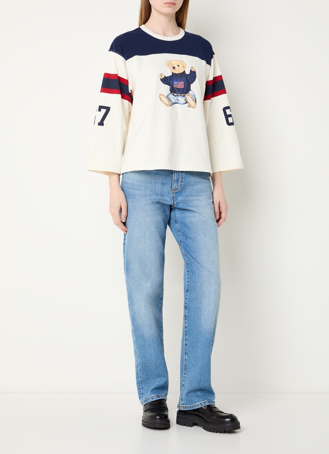 Ralph Lauren Longsleeve met print - voorkant 4 gebroken wit