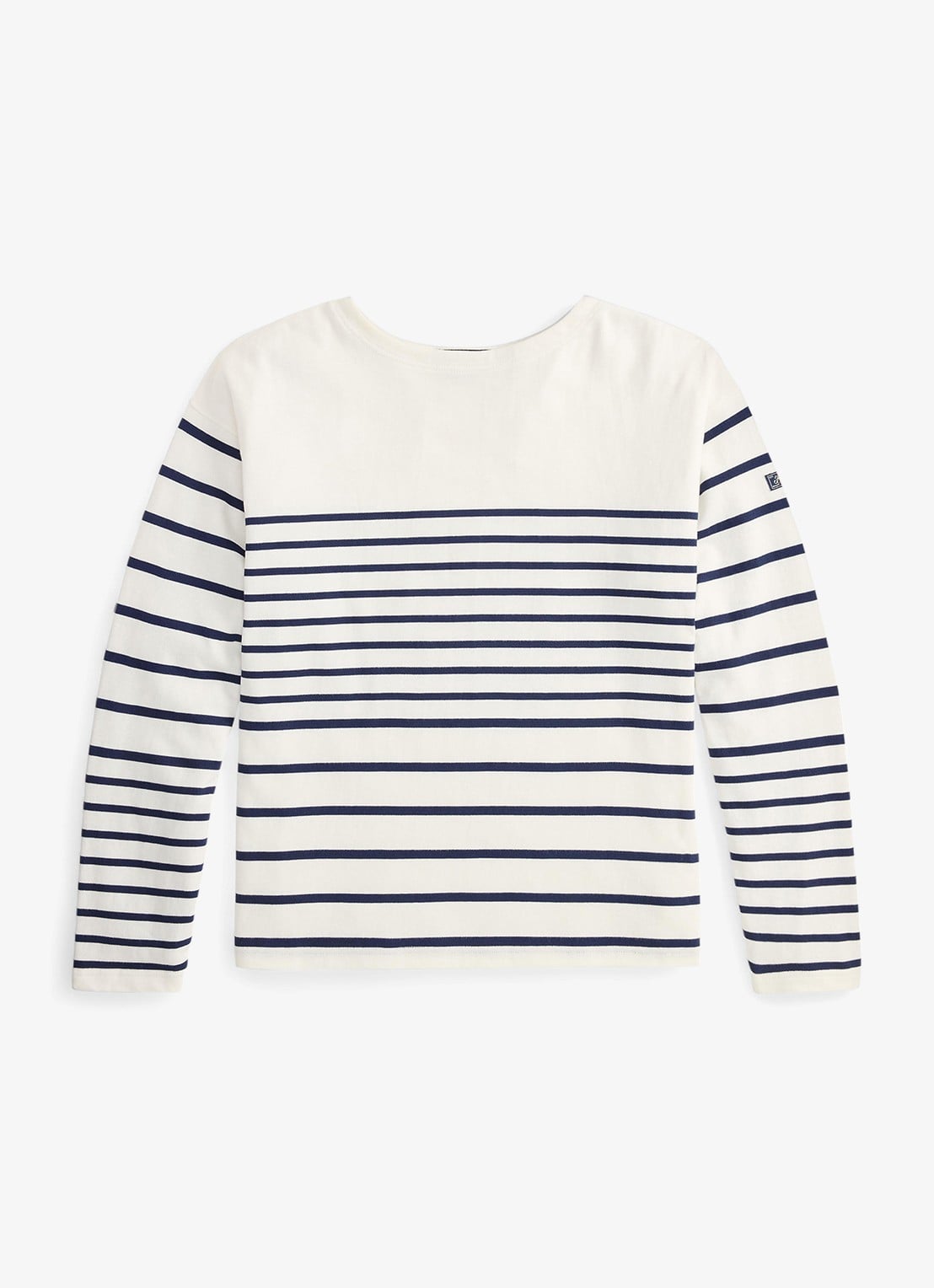 Ralph Lauren Longsleeve met streepprint en boothals - voorkant 4 newport navy/white / gebroken wit