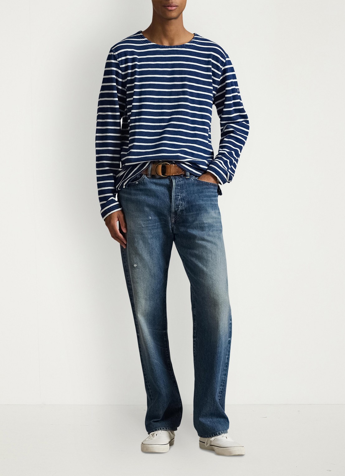 Ralph Lauren Longsleeve met streepprint - voorkant 2 dark indigo / donkerblauw