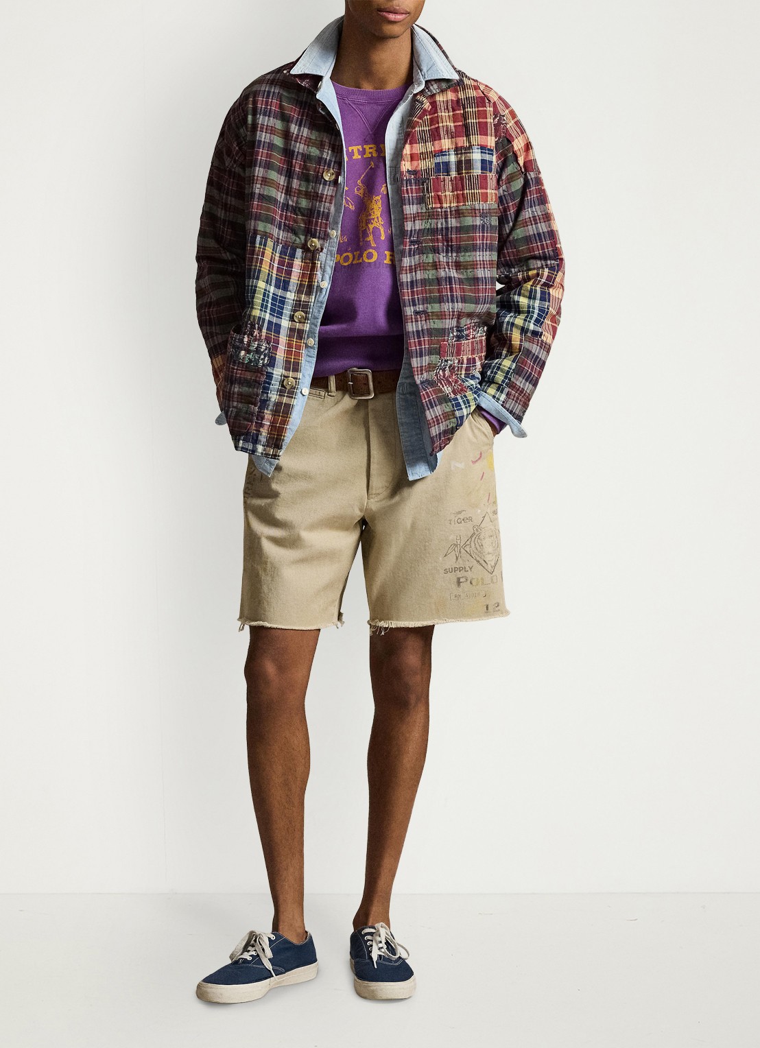 Ralph Lauren Loose fit korte spijkerbroek met gekleurde wassing en print - detail 2 classic khaki / beige