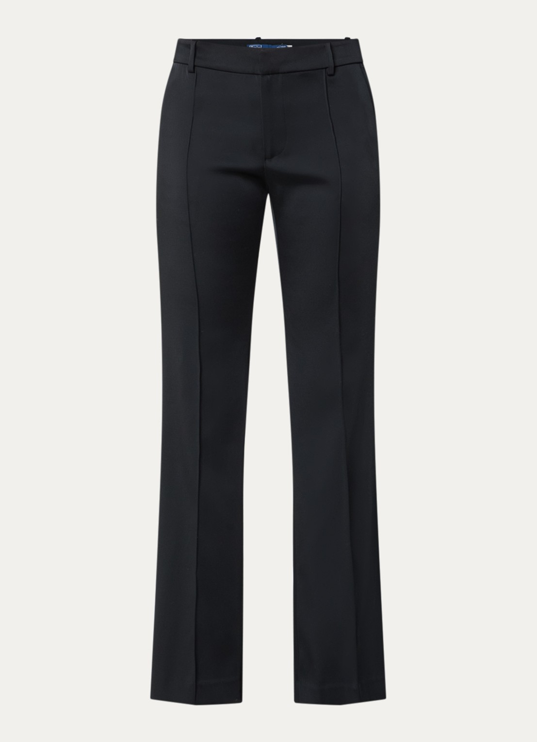 Ralph Lauren Low waist flared fit pantalon van satijn met siernaad - voorkant zwart