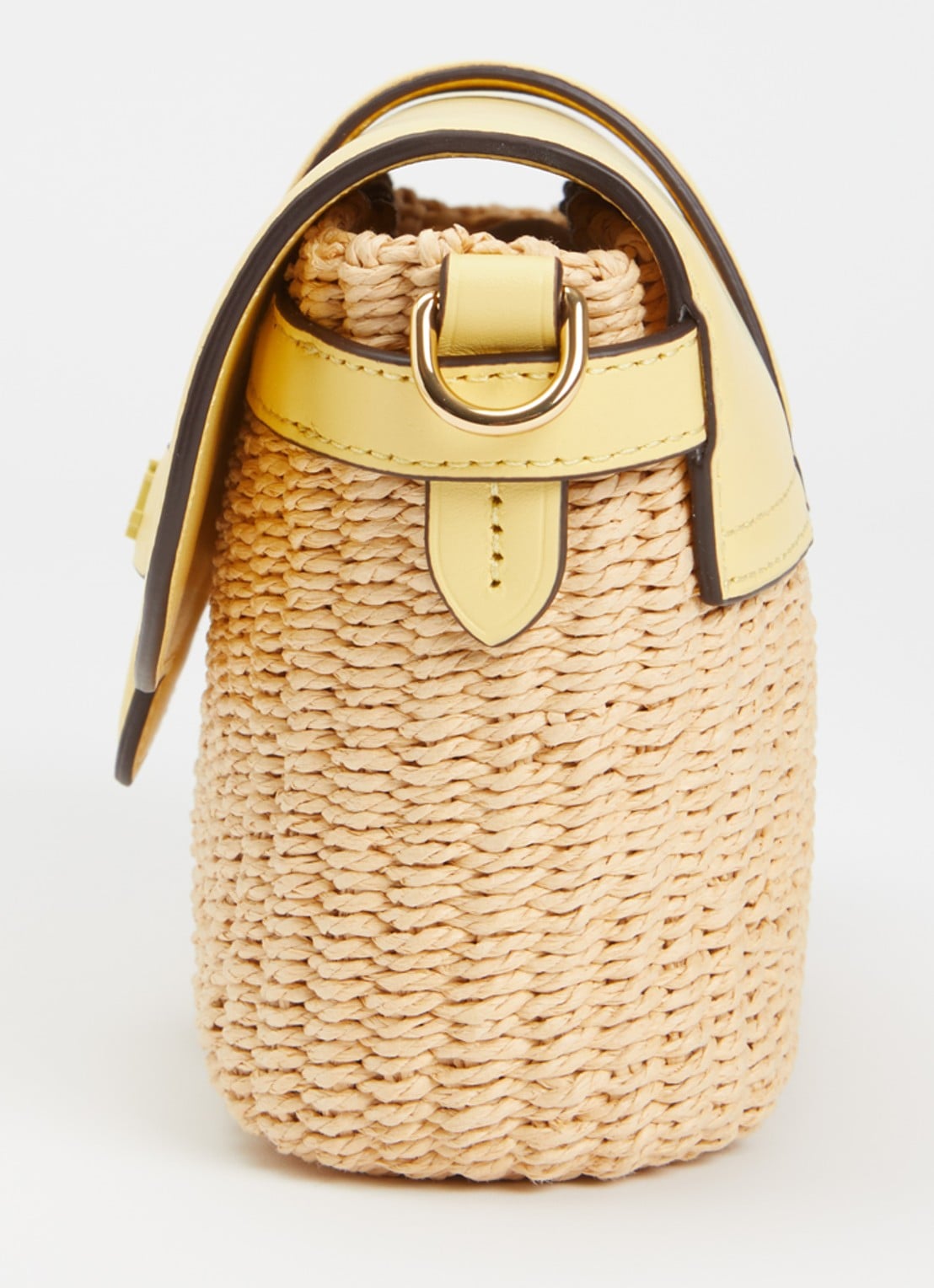 Ralph Lauren Lynden schoudertas van stro met details van leer  - detail 2 geel