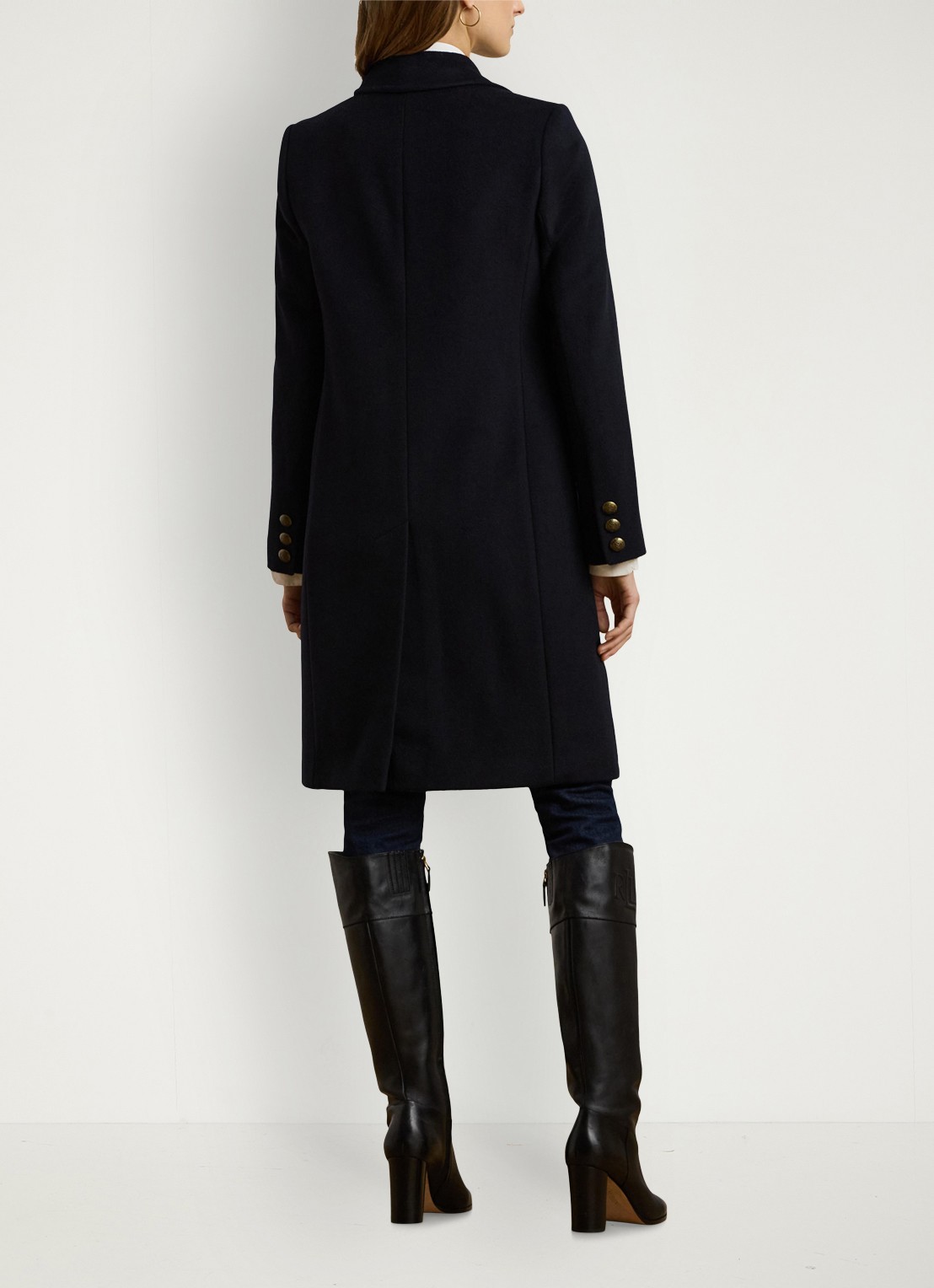 Ralph Lauren Mantel in kasjmierblend met klepzakken en logoborduring - achterkant 5 regal navy / donkerblauw