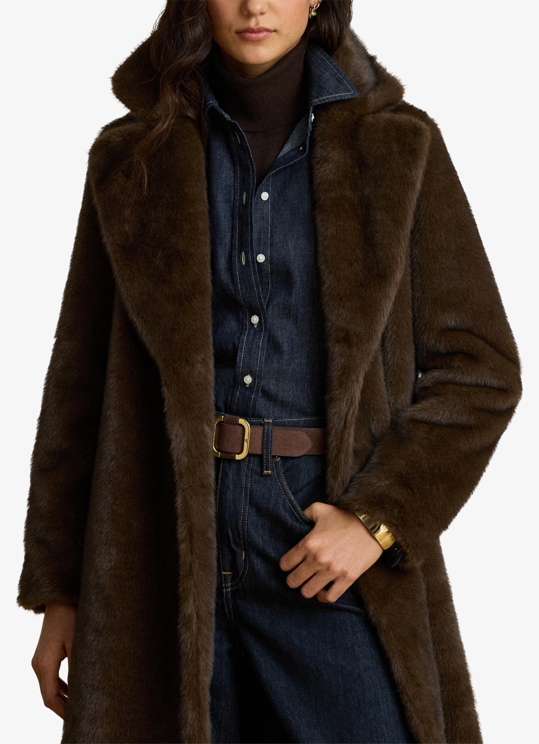 Ralph Lauren Mantel van imitatiebont - detail circuit brown / bruin