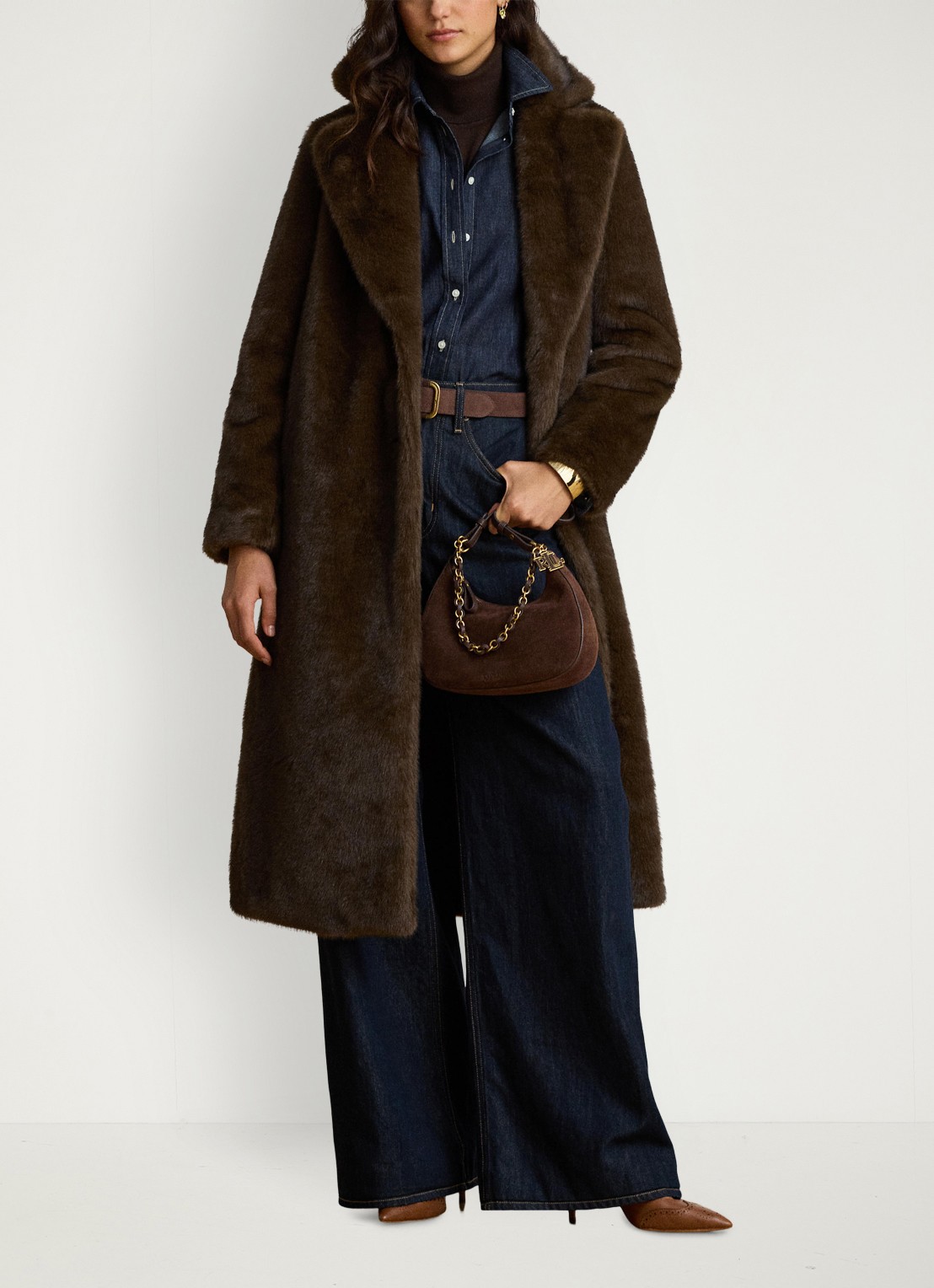 Ralph Lauren Mantel van imitatiebont - voorkant 5 circuit brown / bruin