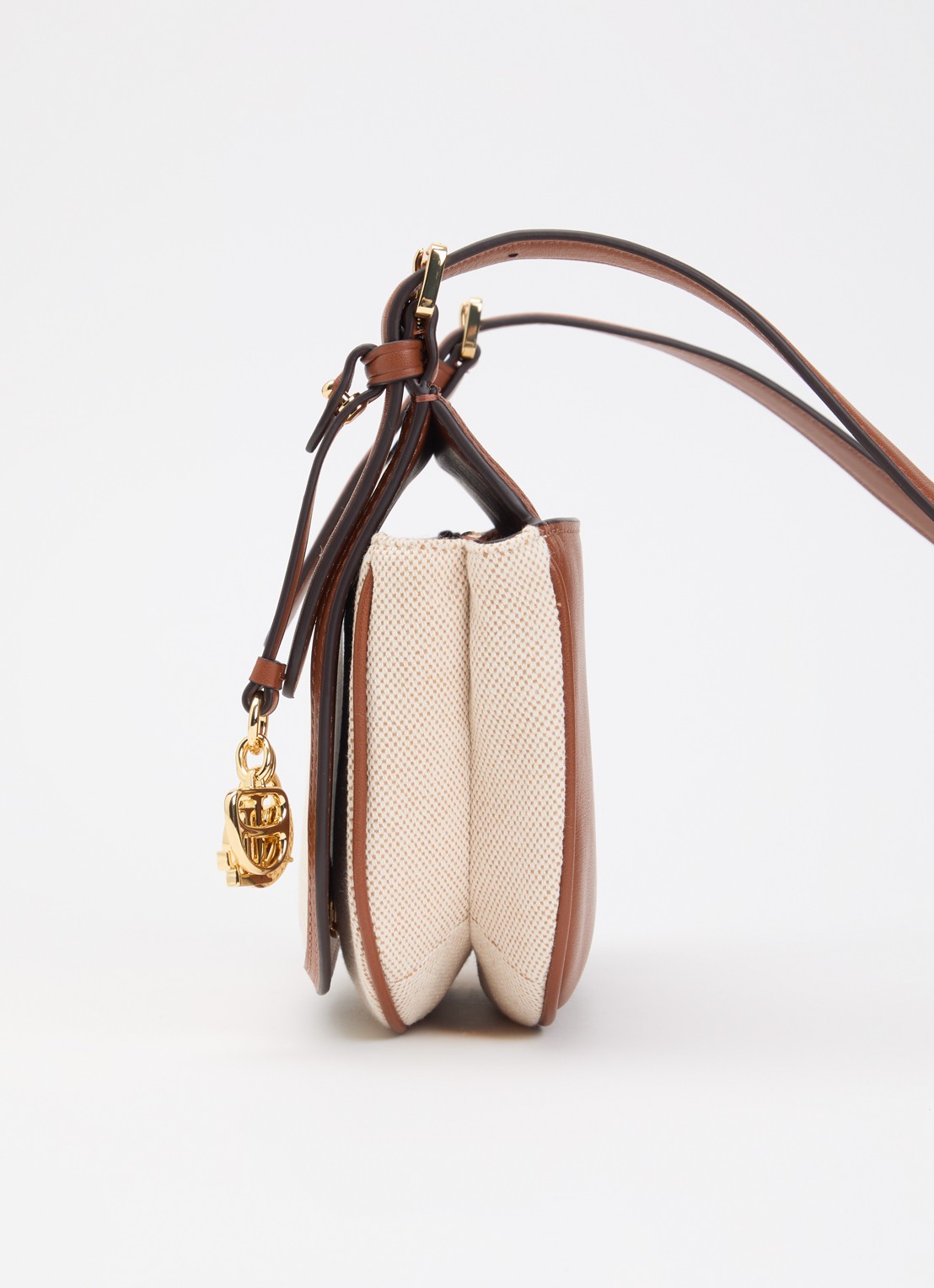 Ralph Lauren Marcy crossbody tas van canvas met details van leer  - detail 2 beige