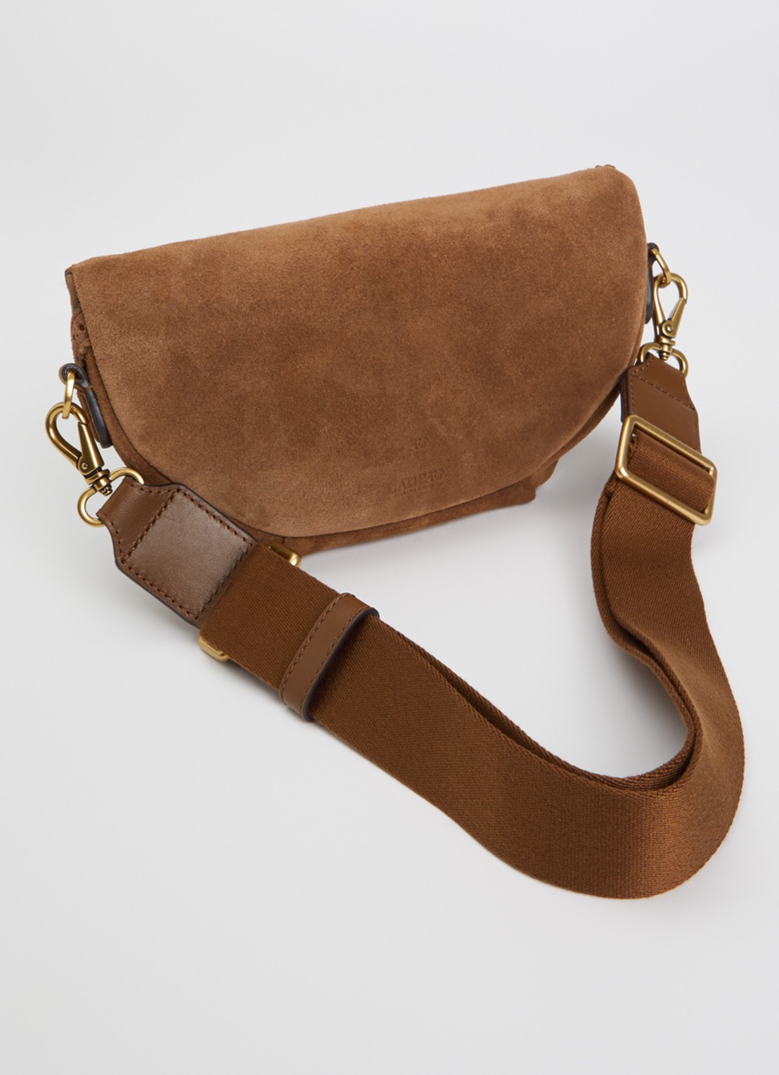 Ralph Lauren Marcy crossbodytas van suède - achterkant lichtbruin