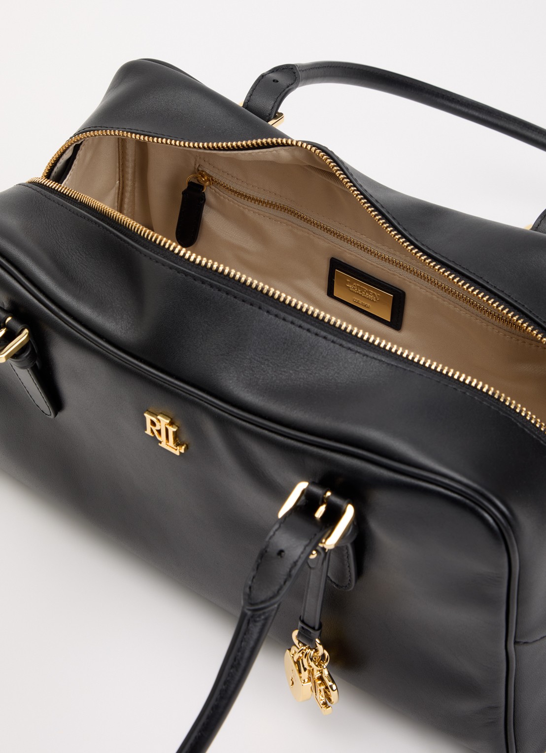 Ralph Lauren Marcy schoudertas van leer - detail 2 zwart
