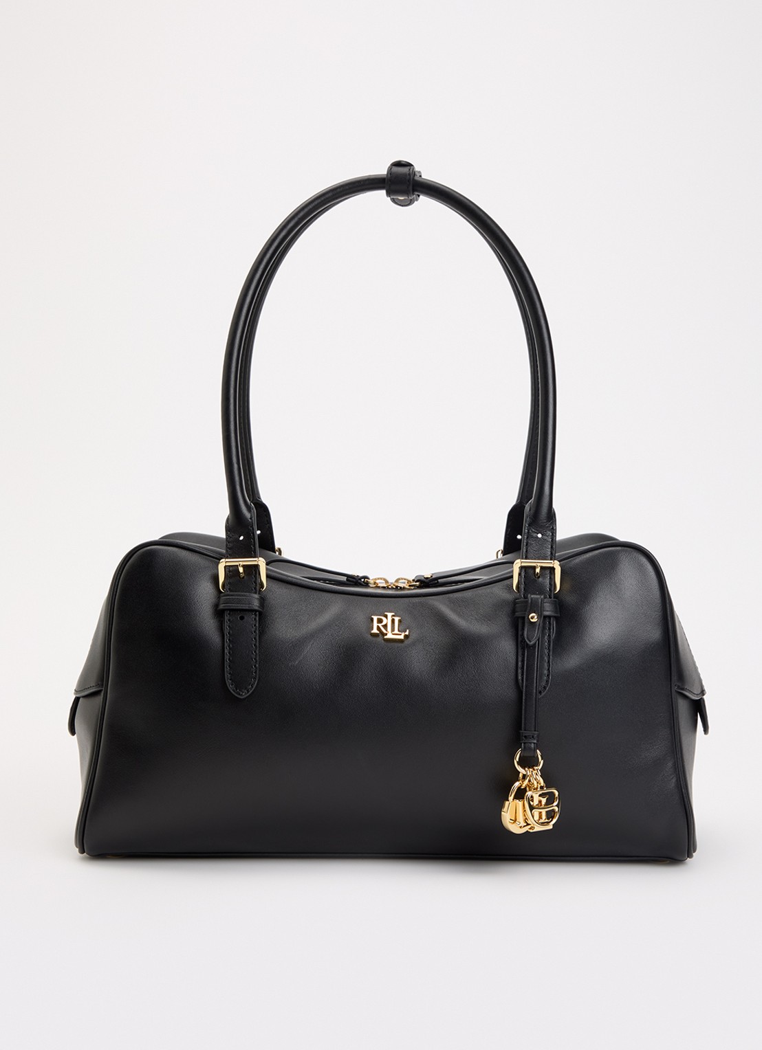Ralph Lauren Marcy schoudertas van leer - voorkant zwart