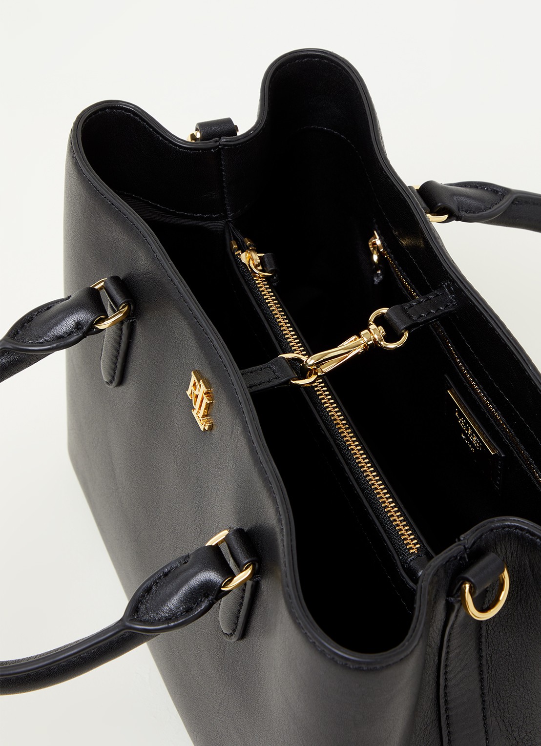 Ralph Lauren Marcy Small handtas van leer - detail 2 zwart