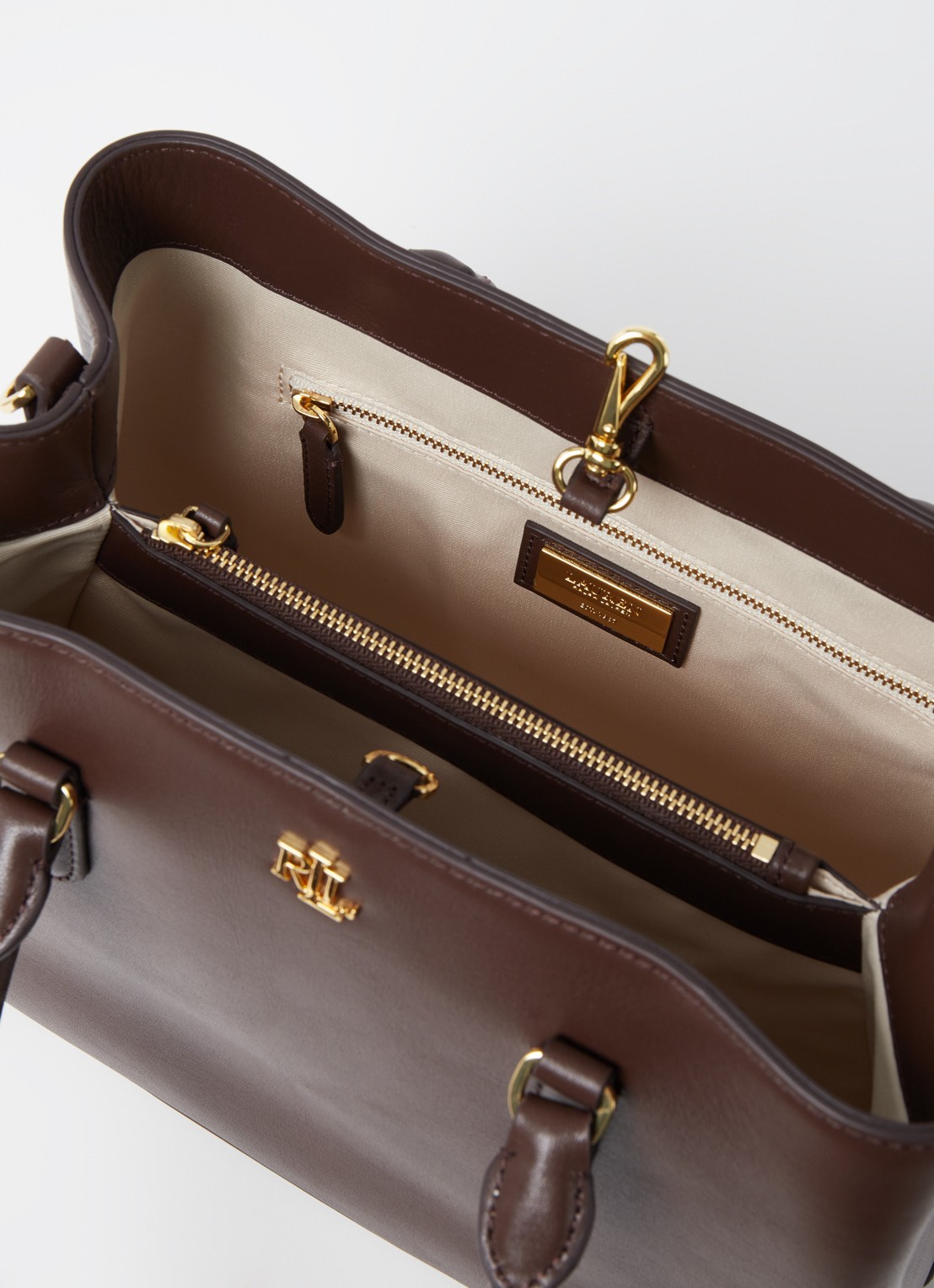 Ralph Lauren Marcy Small handtas van leer - detail 3 bruin