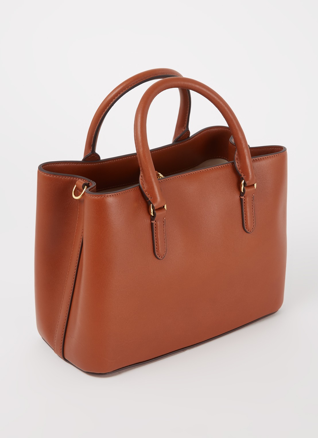 Ralph Lauren Marcy Small handtas van leer - achterkant 3 cognac