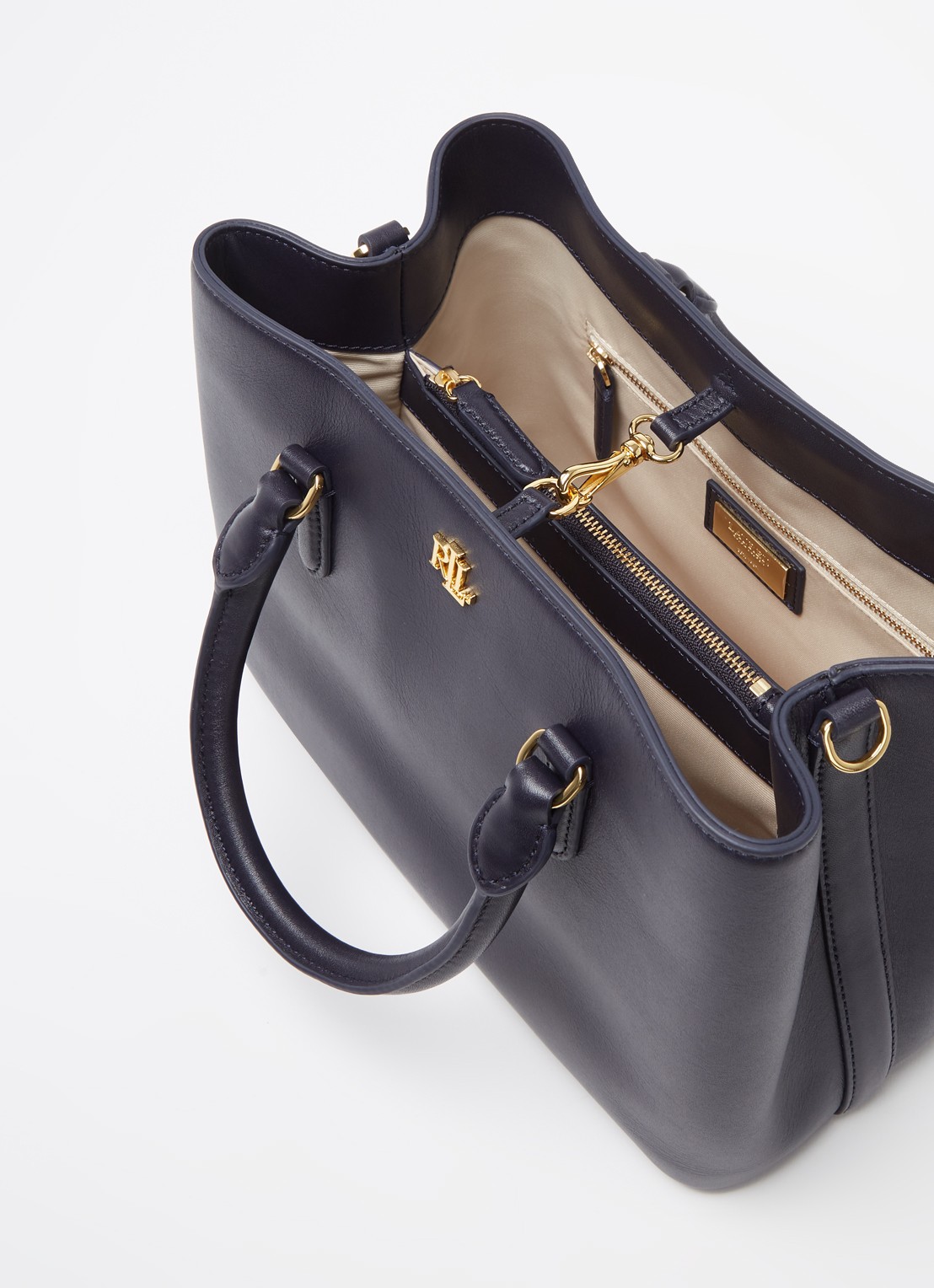 Ralph Lauren Marcy Small handtas van leer - detail 2 blauw