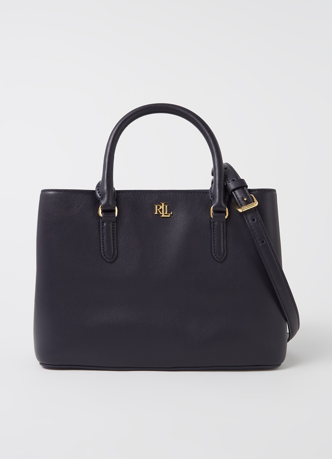 Ralph Lauren Marcy Small handtas van leer - voorkant 4 blauw