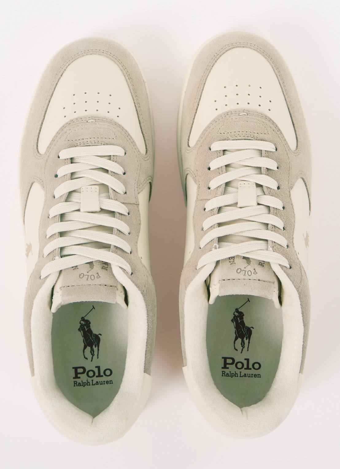 Ralph Lauren Master Court sneaker met leren details - detail 3 beige