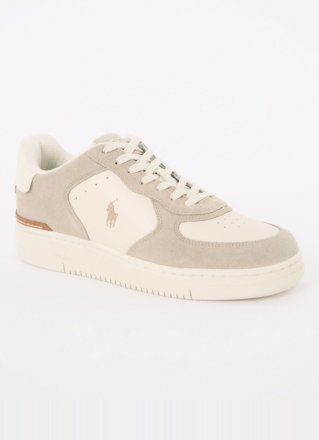 Ralph Lauren Master Court sneaker met leren details - voorkant beige