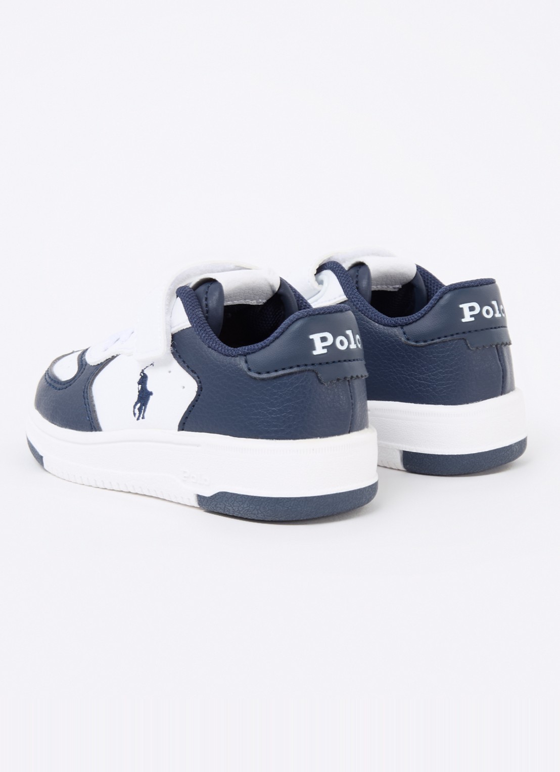 Ralph Lauren Master Court sneaker met logoborduring - achterkant donkerblauw