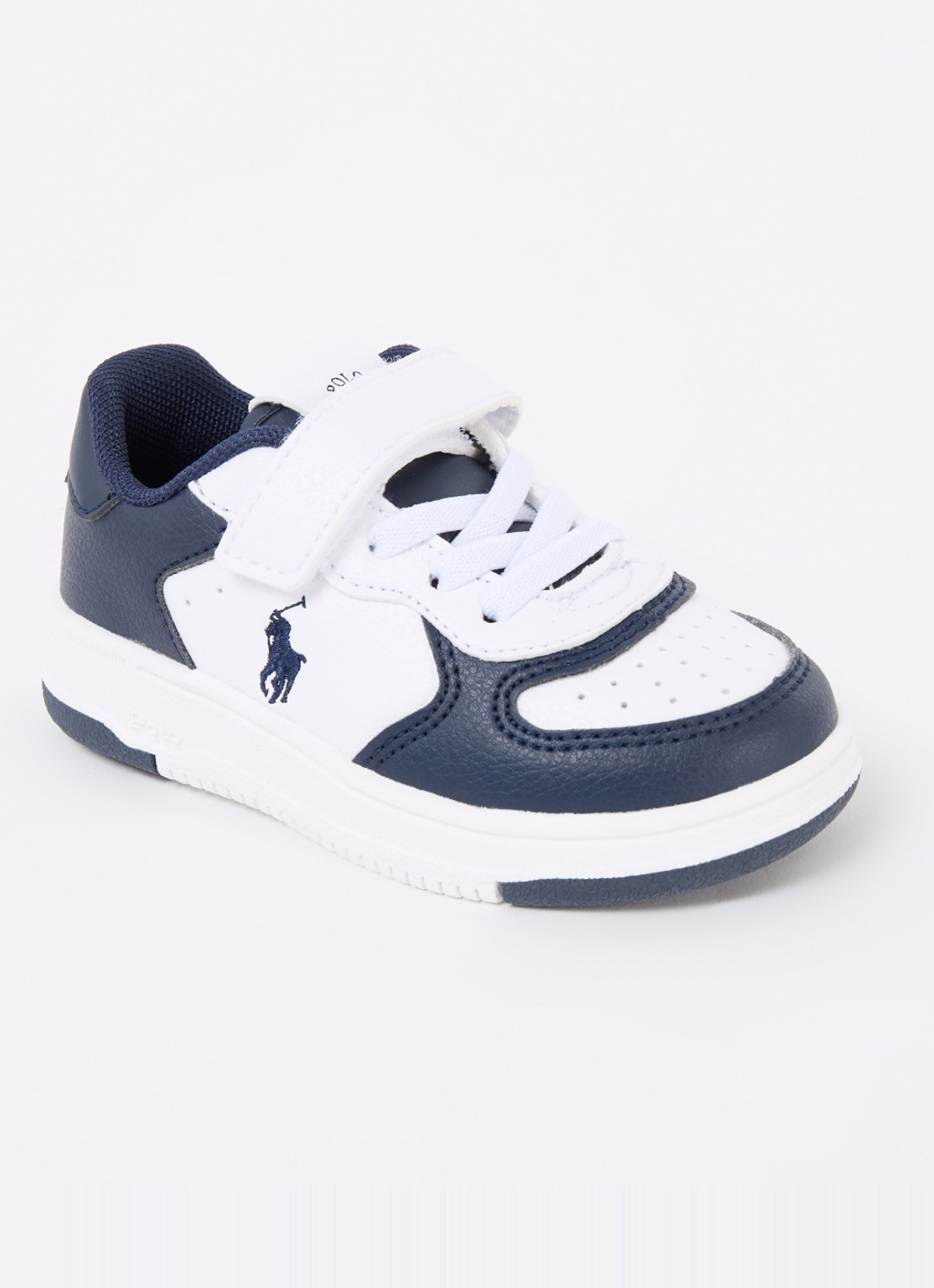 Ralph Lauren Master Court sneaker met logoborduring - voorkant 3 donkerblauw