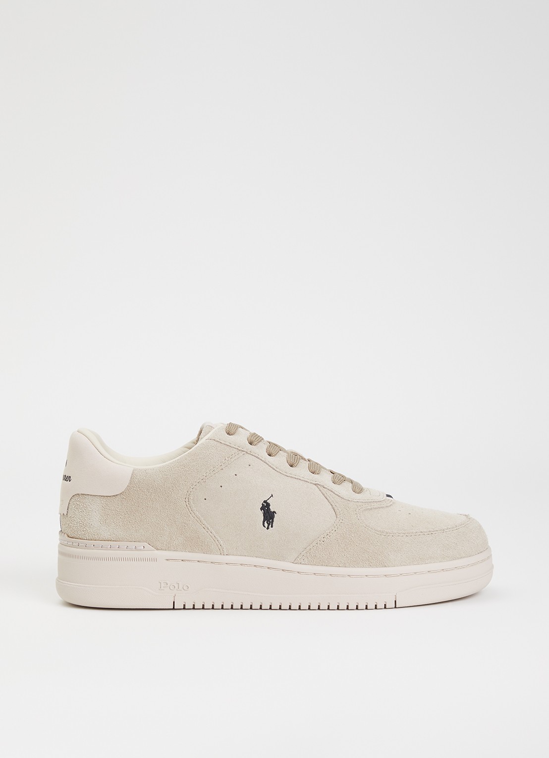 Ralph Lauren Master Court sneaker van suède - voorkant grijs