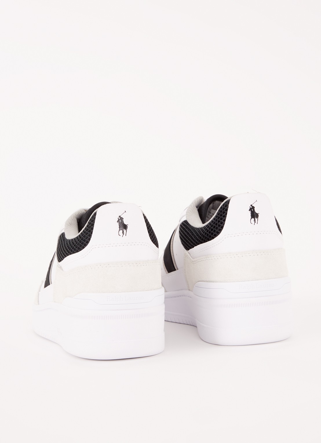 Ralph Lauren Master sneaker van leer met suède details - achterkant wit