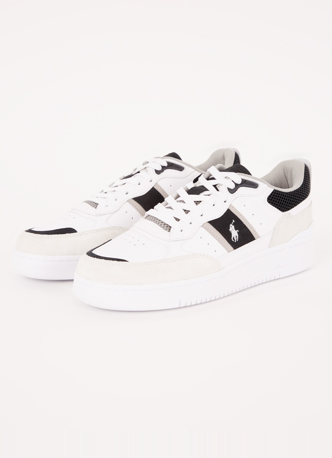 Ralph Lauren Master sneaker van leer met suède details - detail 3 wit